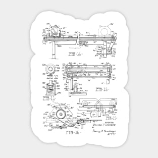 Card Printing Machine Vintage Patent Hand Drawing Sticker